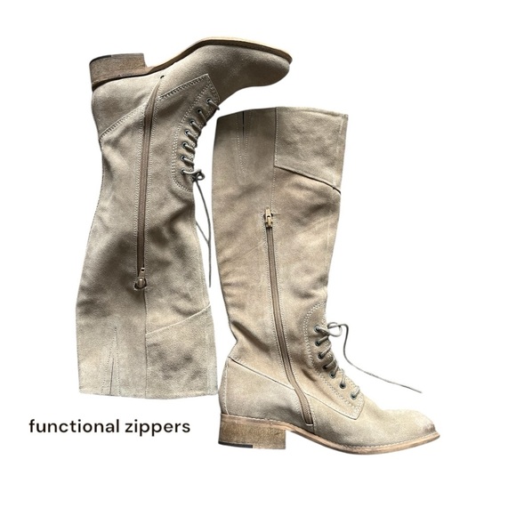 Seychelles Genuine Suede Leather Knee High Boots 7.5 Boho Peasant Neutral Classy - Picture 2 of 7